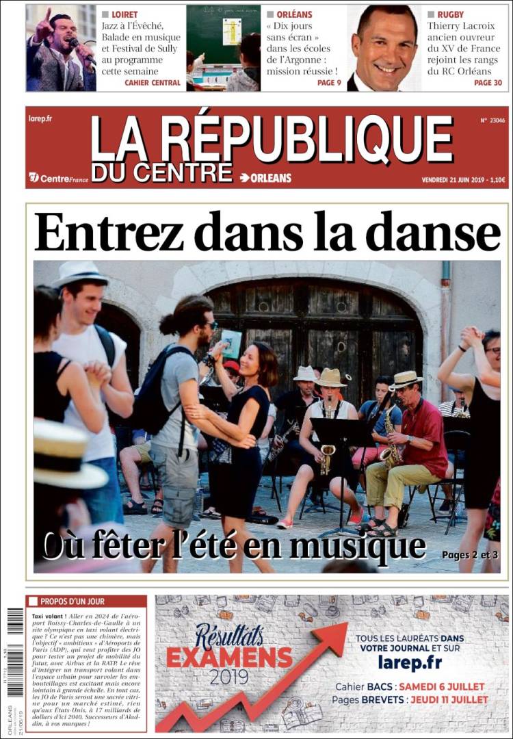 Portada de La République du Centre (Francia)