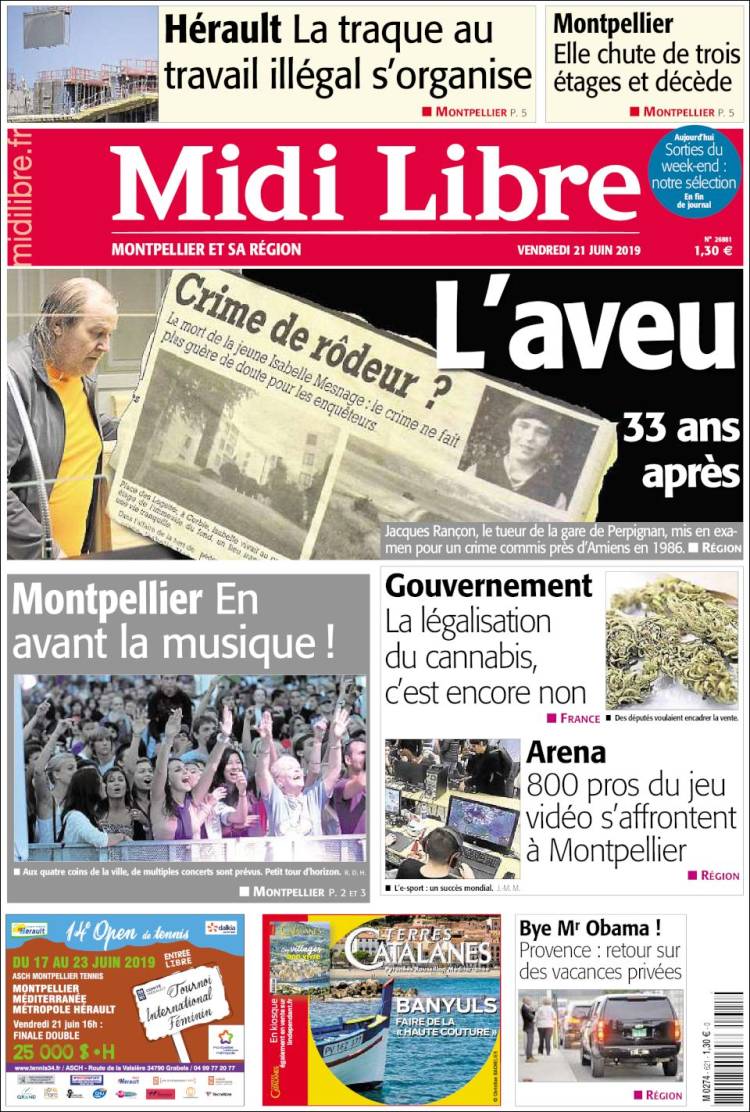 Portada de Midi Libre (Francia)