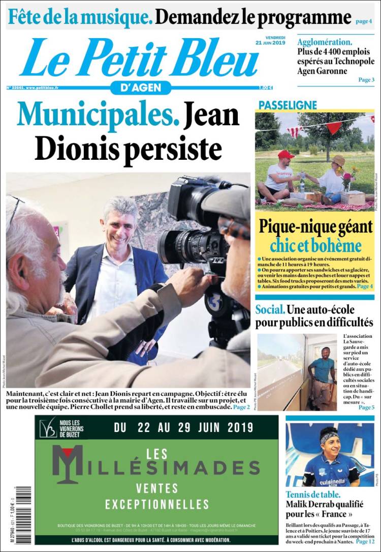 Portada de Le Petit Bleu (Francia)