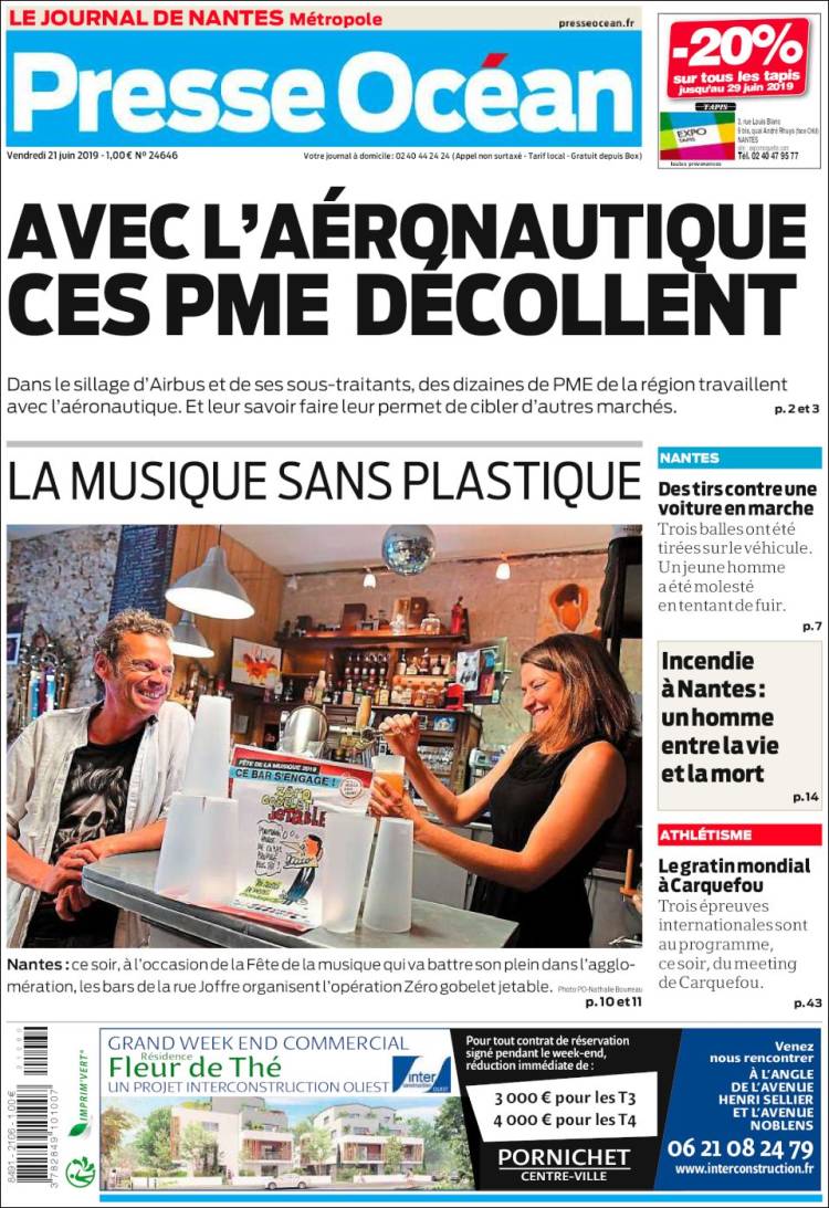 Portada de Presse Ocean (Francia)