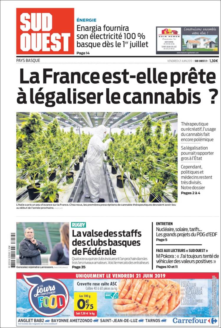 Portada de Sud Ouest (Francia)