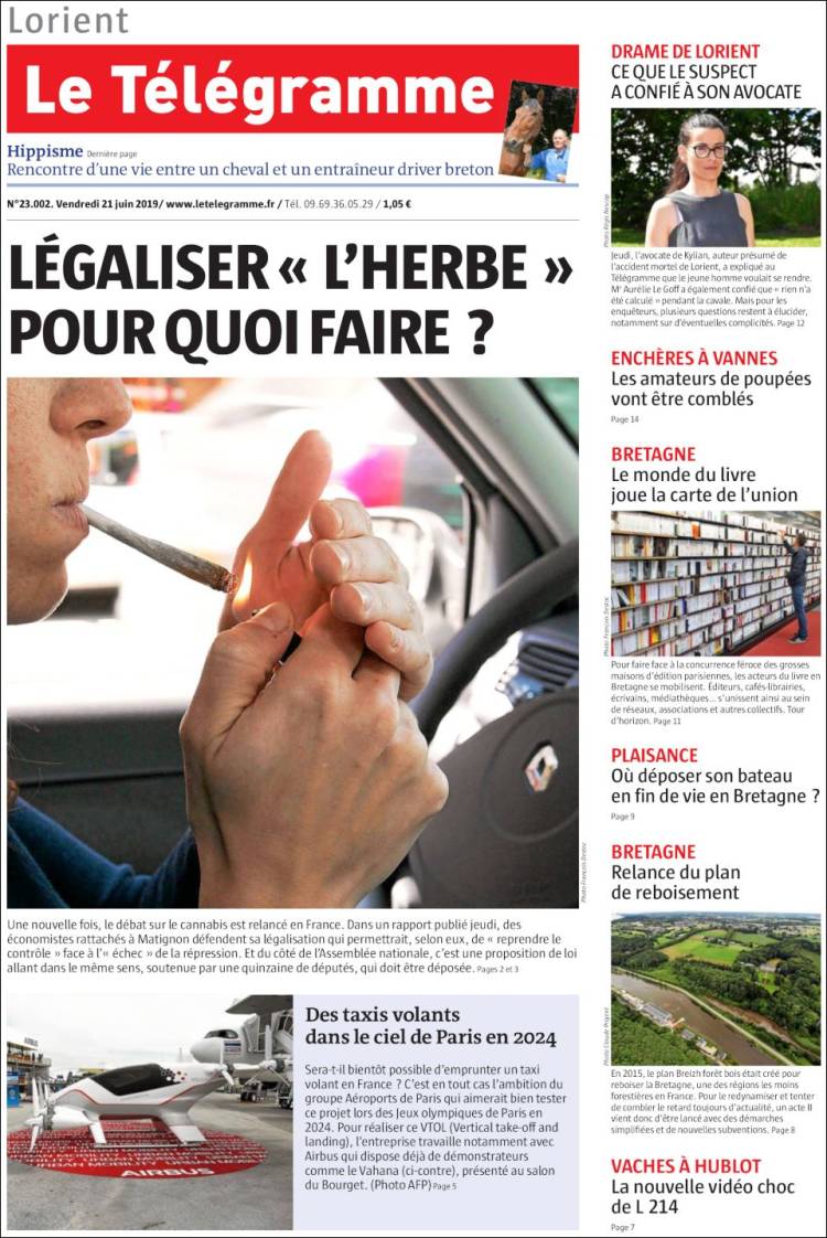 Portada de Télégramme (Francia)