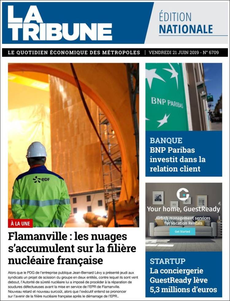 Portada de La Tribune (Francia)