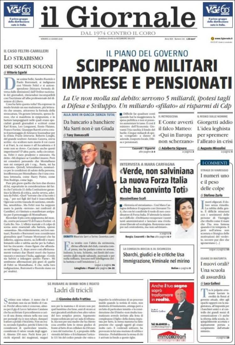 Portada de il Giornale (Italia)