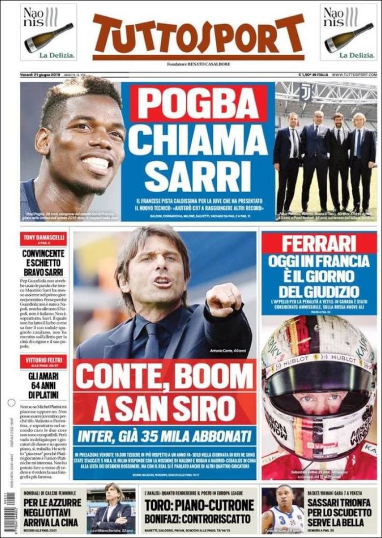 Portada de Tuttosport (Italia)