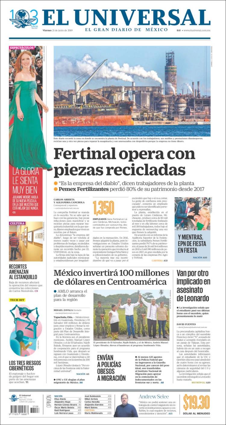 Portada de El Universal (M&eacute;xico)