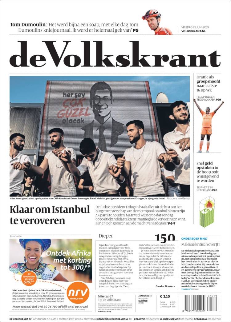 Portada de De Volkskrant (Pa&iacute;ses Bajos)