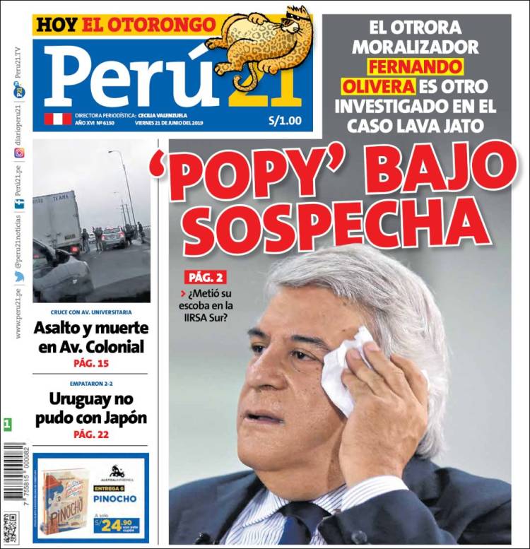 Portada de Perú 21 (Perú)