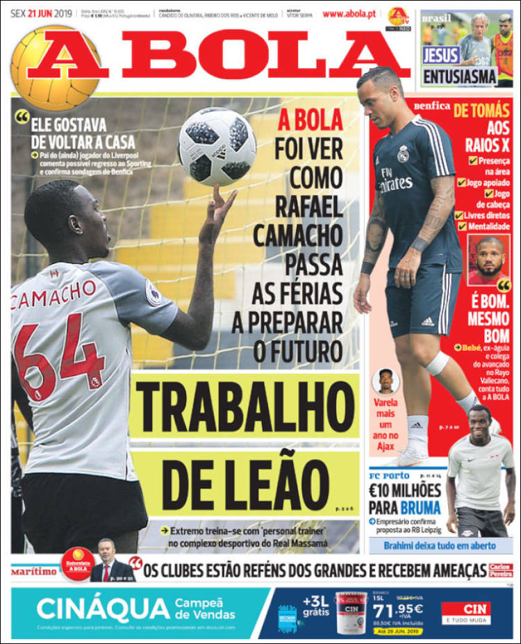 Portada de A Bola (Portugal)