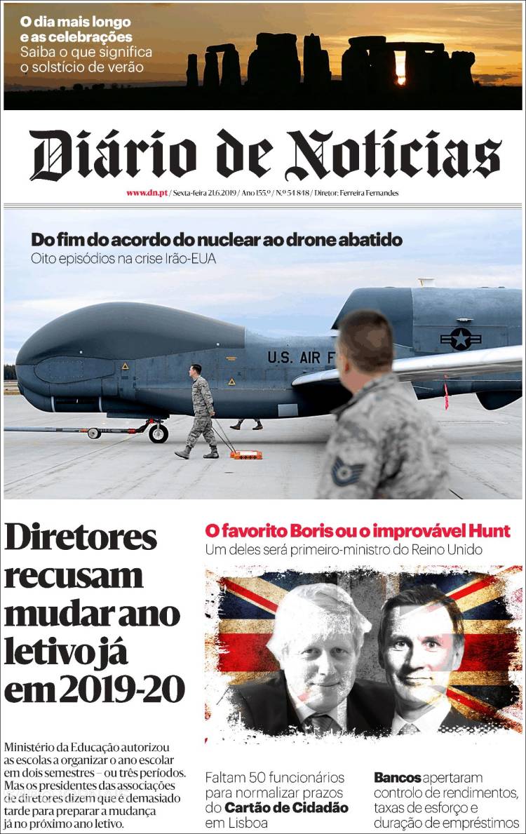 Portada de Diário de Noticias (Portugal)