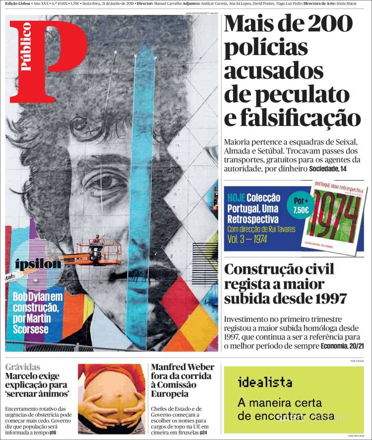 Portada de Público (Portugal)