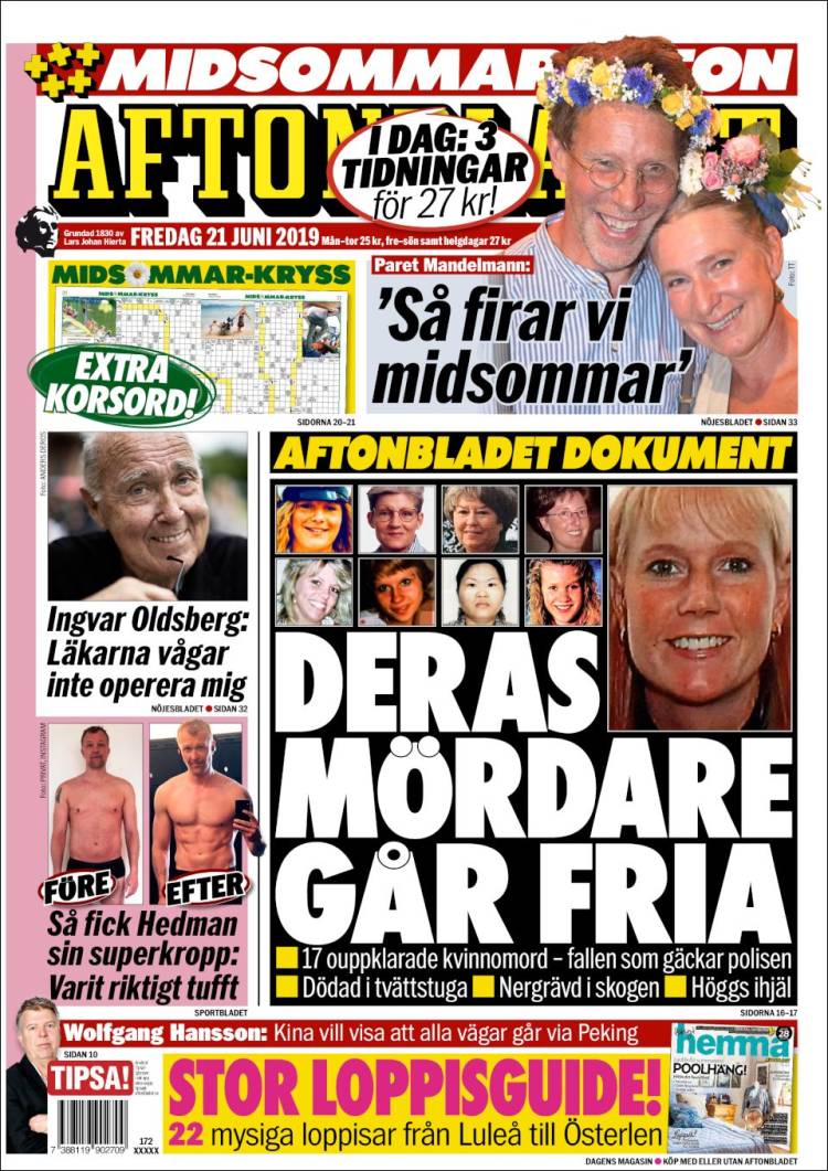 Portada de Aftonbladet (Suecia)
