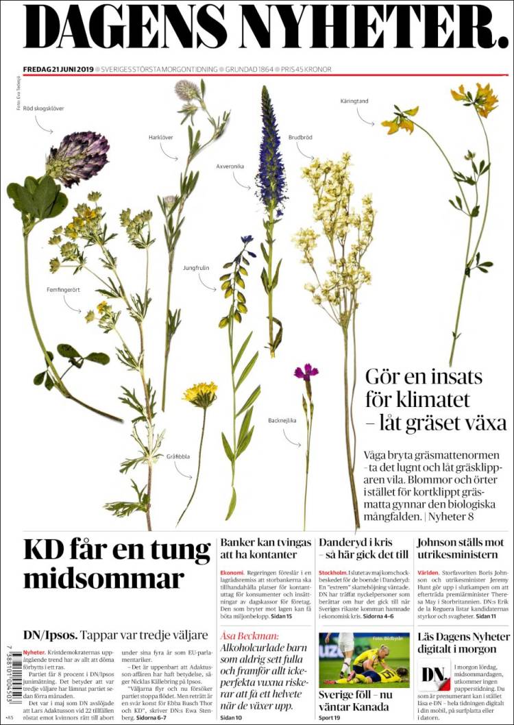 Portada de Dagens Nyheter (Suecia)