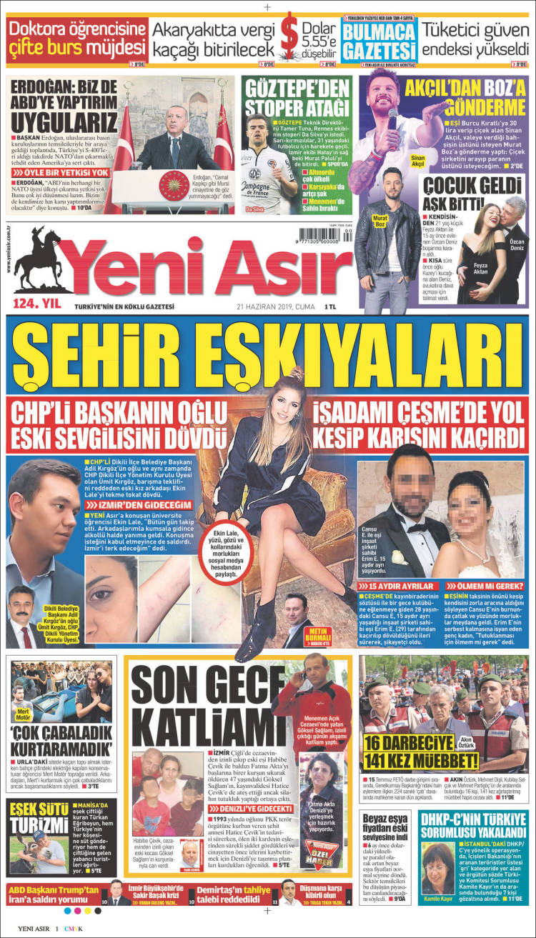 Portada de Yeni Asır (Turqu&iacute;a)