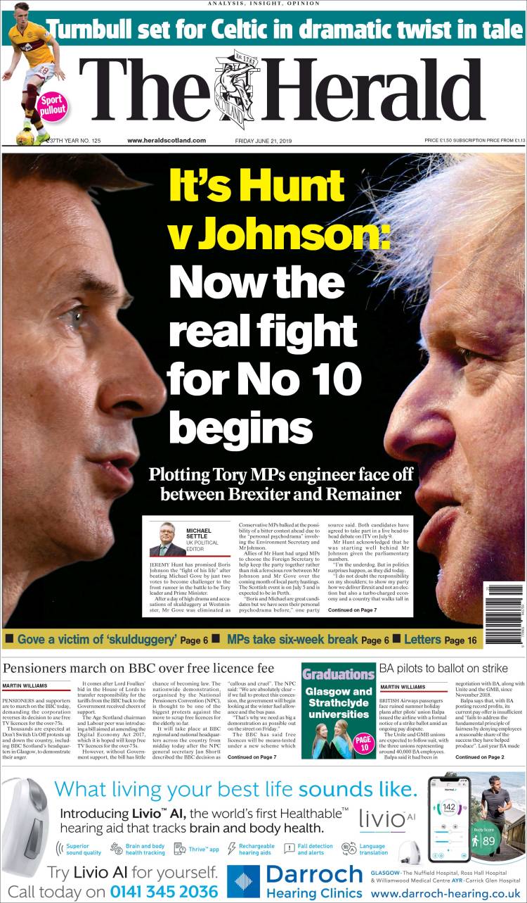 Portada de The Herald (Reino Unido)