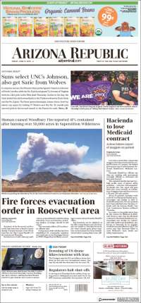 Portada de Arizona Republic News (USA)