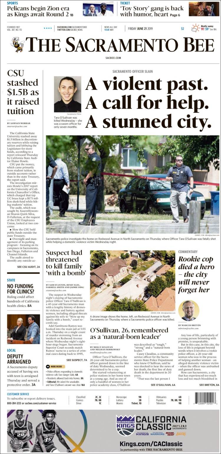 Portada de The Sacramento Bee (USA)