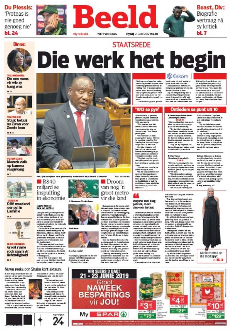 Portada de Beeld (Sud&aacute;frica)