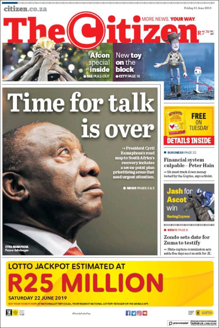 Portada de The Citizen (Sud&aacute;frica)