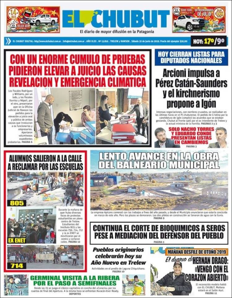 Portada de El Chubut (Argentina)