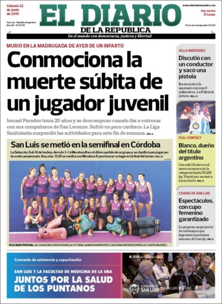 Portada de Diario de la República (Argentina)