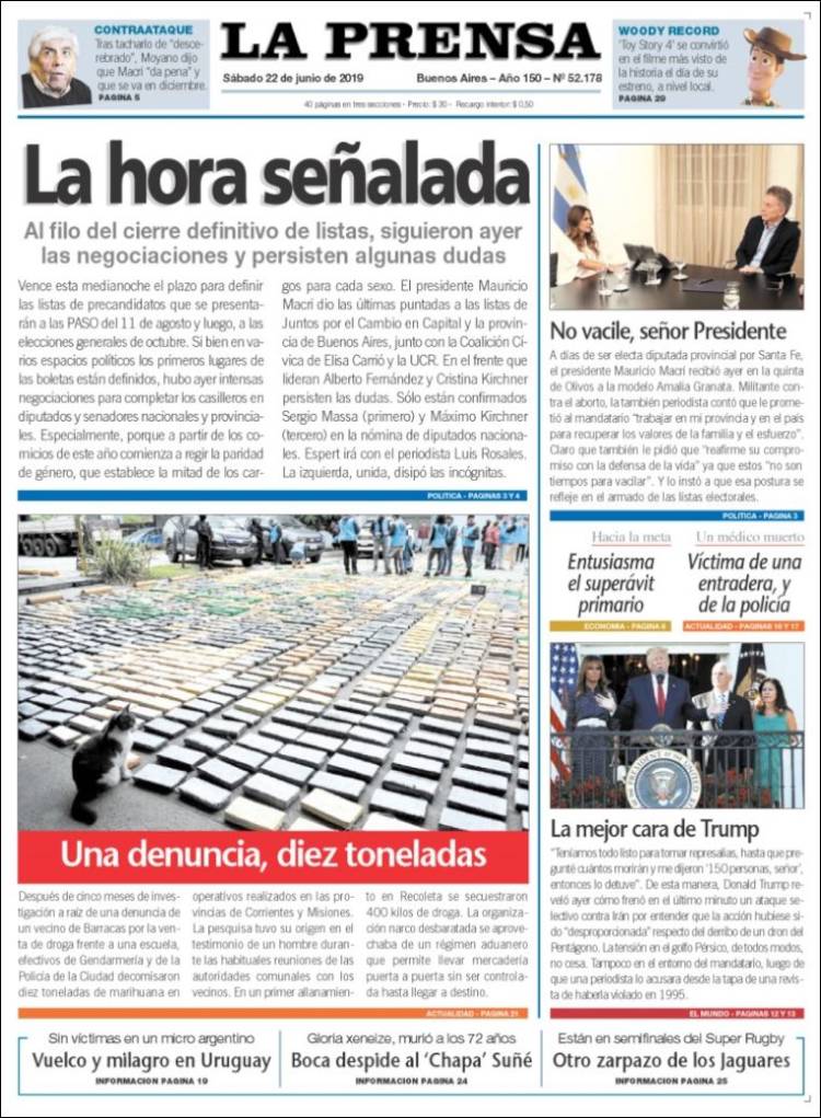 Portada de La Prensa (Argentina)