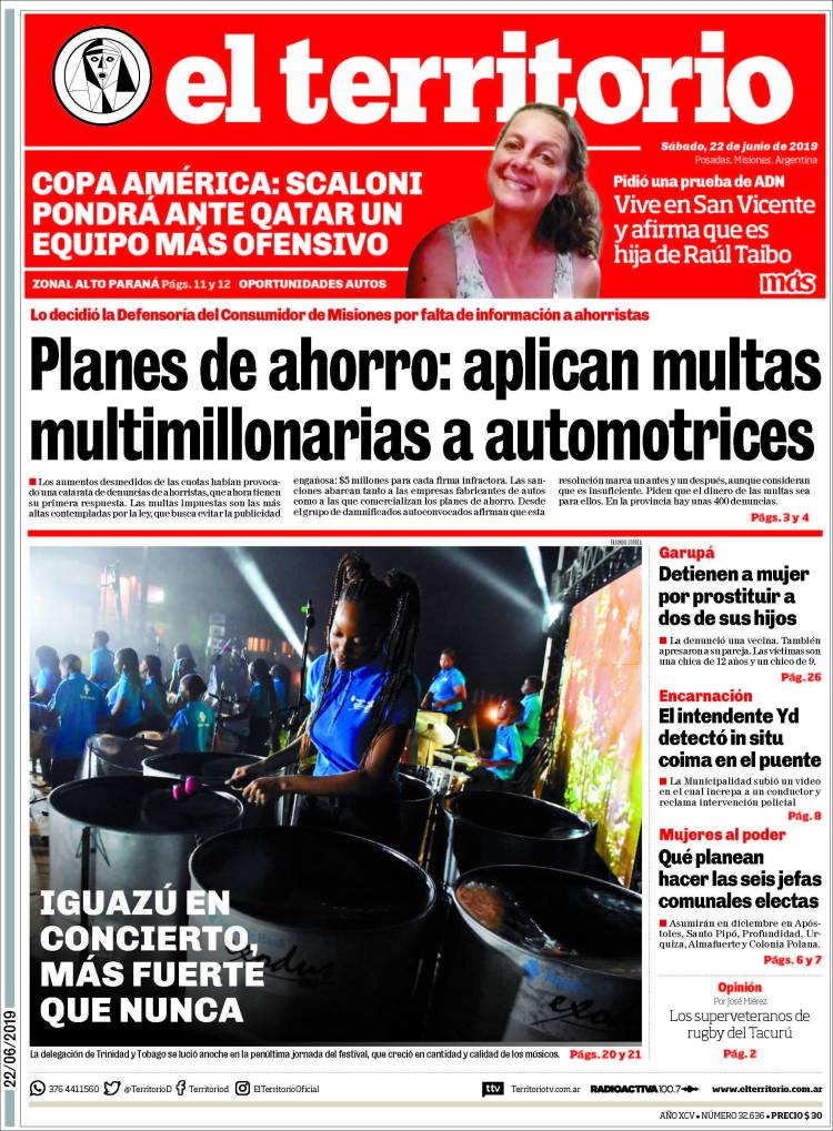 Portada de El Territorio (Argentina)