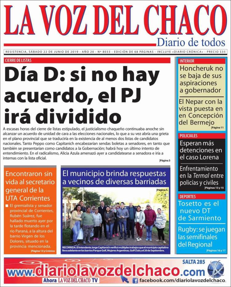 Portada de La Voz del Chaco (Argentina)