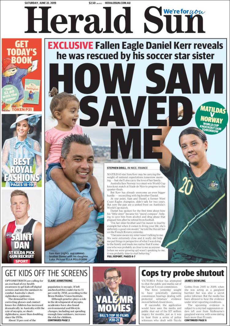 Portada de Herald Sun (Australia)