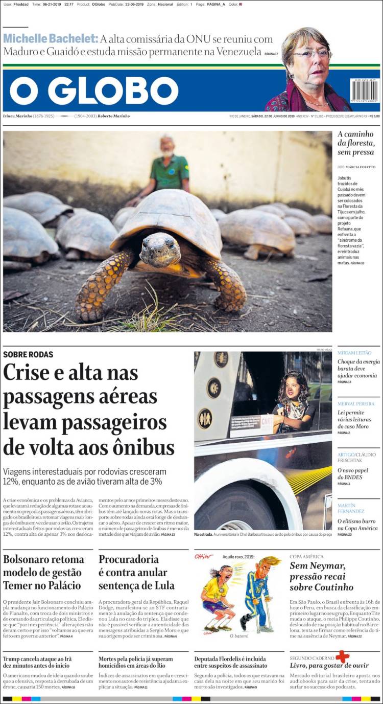 Portada de O Globo (Brasil)