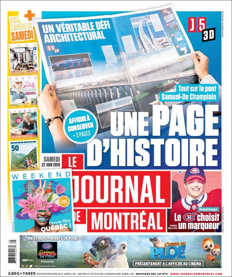 Portada de Le Journal de Montréal (Canada)