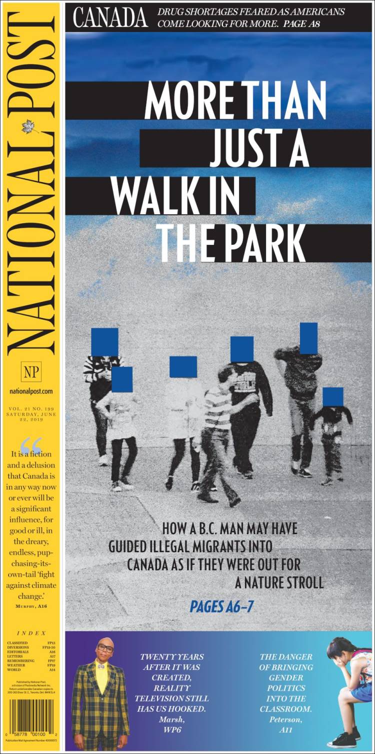 Portada de The National Post (Canada)