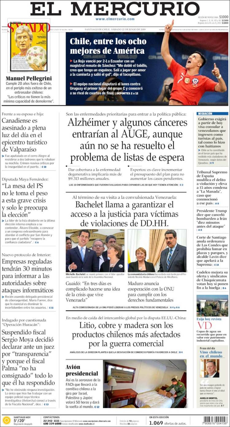 Portada de El Mercurio (Chile)