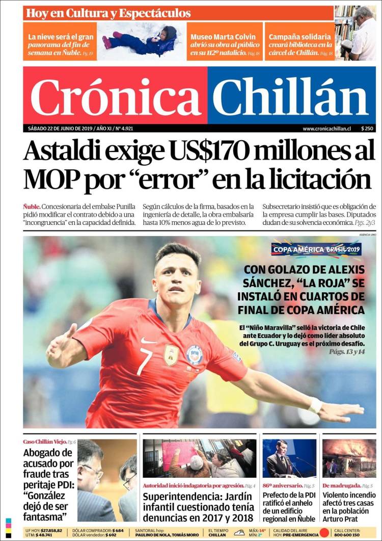 Portada de Crónica Chillán (Chile)