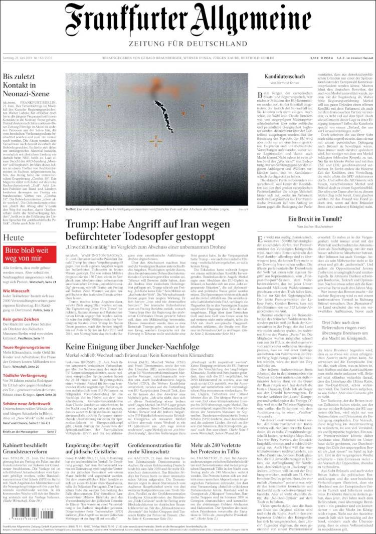 Portada de Frankfurter Allgemeine (Alemania)