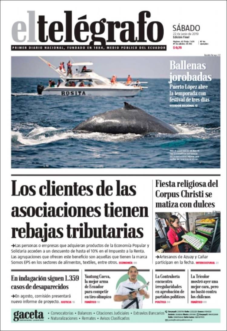 Portada de El Telégrafo (Ecuador)