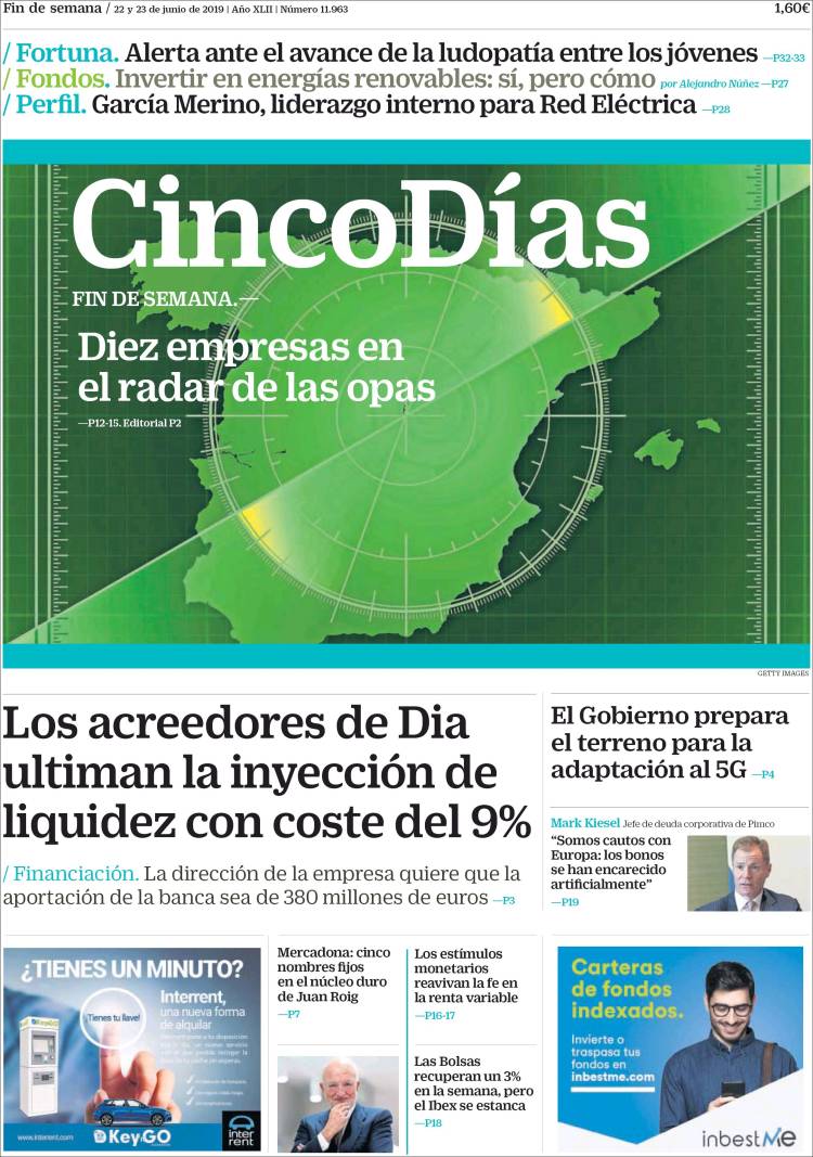 Portada de Cinco Días (Espa&ntilde;a)