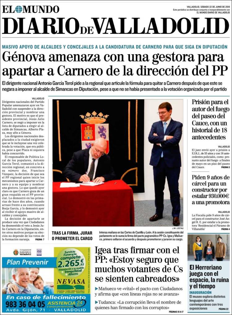 Portada de Diario de Valladolid (Espa&ntilde;a)