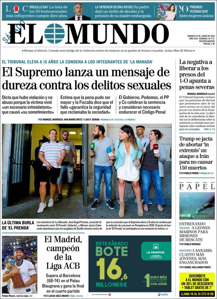 Portada de El Mundo (Espa&ntilde;a)