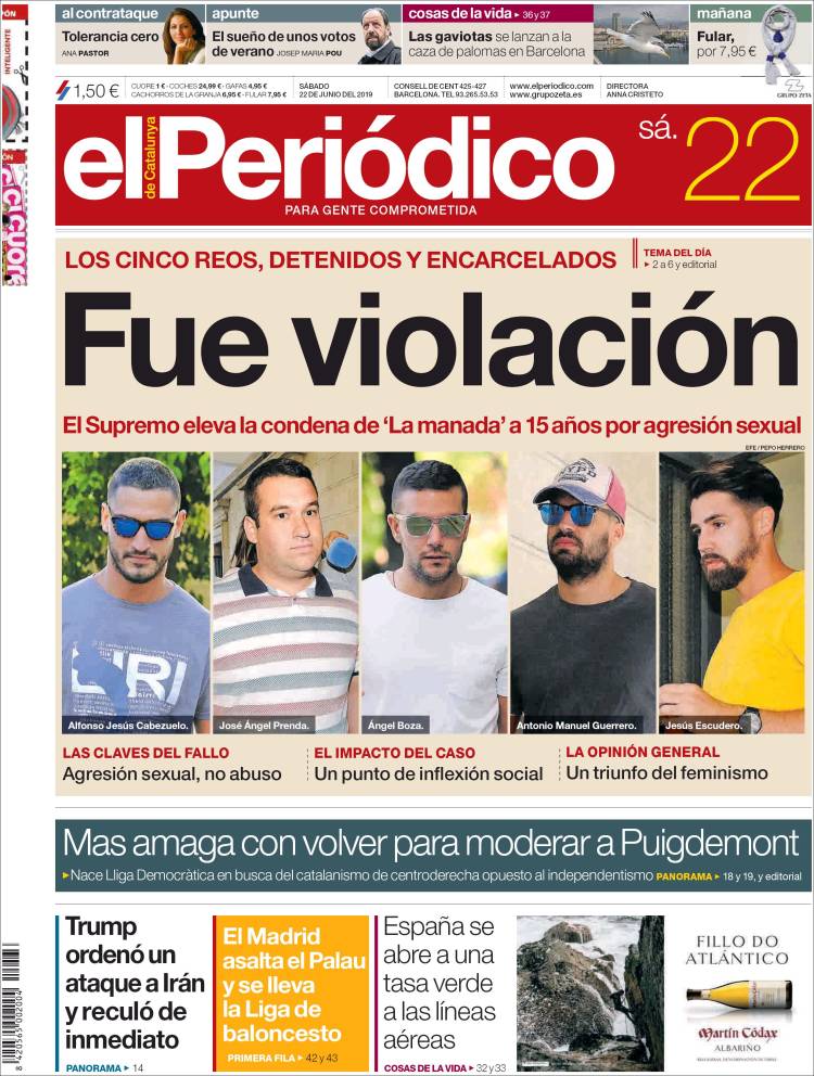 Portada de El Periódico (Espa&ntilde;a)