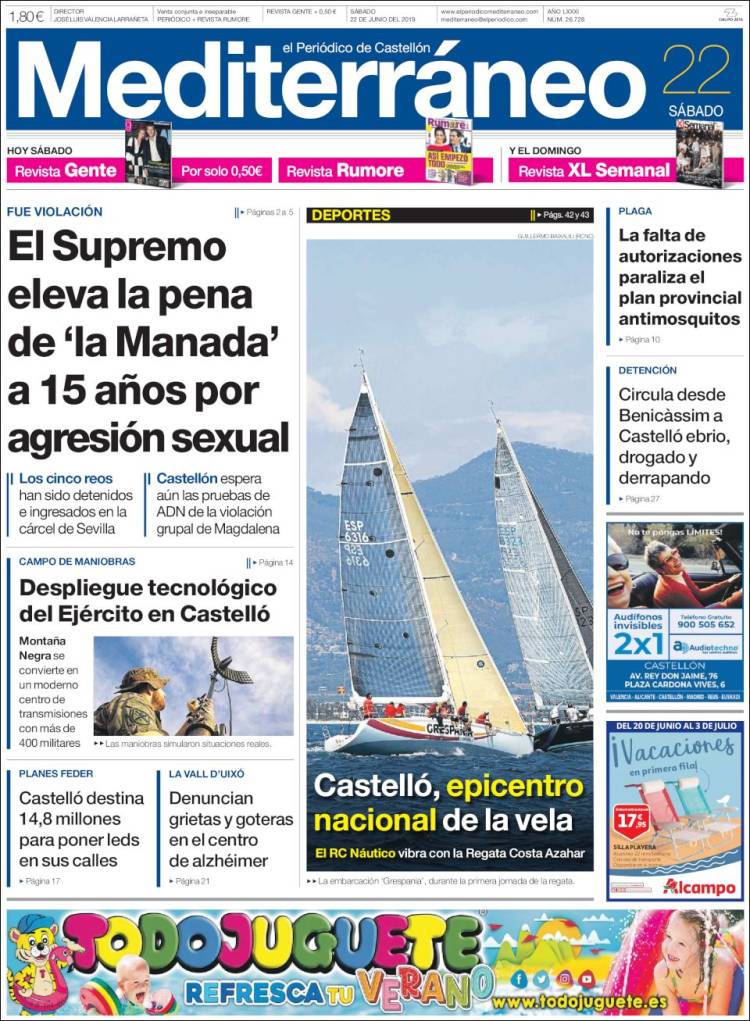 Portada de El Periódico Mediterraneo (Espa&ntilde;a)