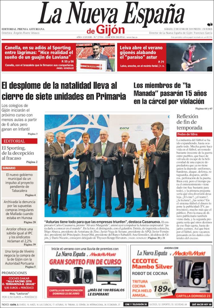 Portada de La Nueva España - Gijón (Espa&ntilde;a)