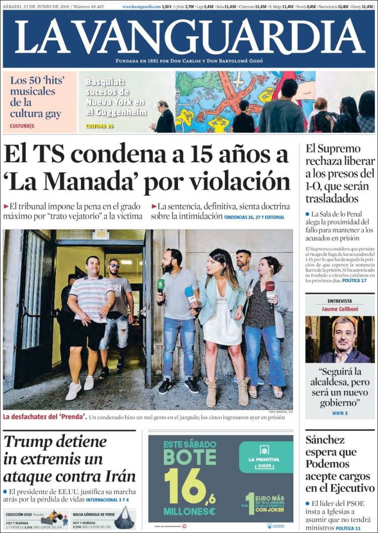 Portada de La Vanguardia (Espa&ntilde;a)