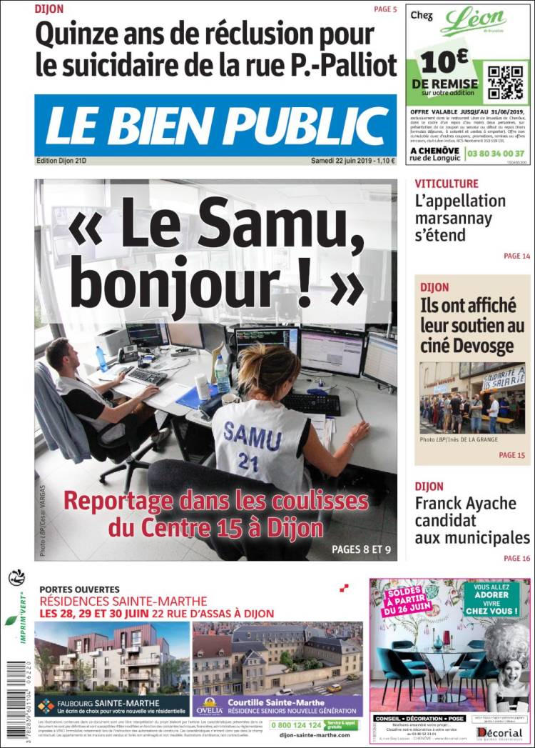 Portada de Le Bien Public (France)