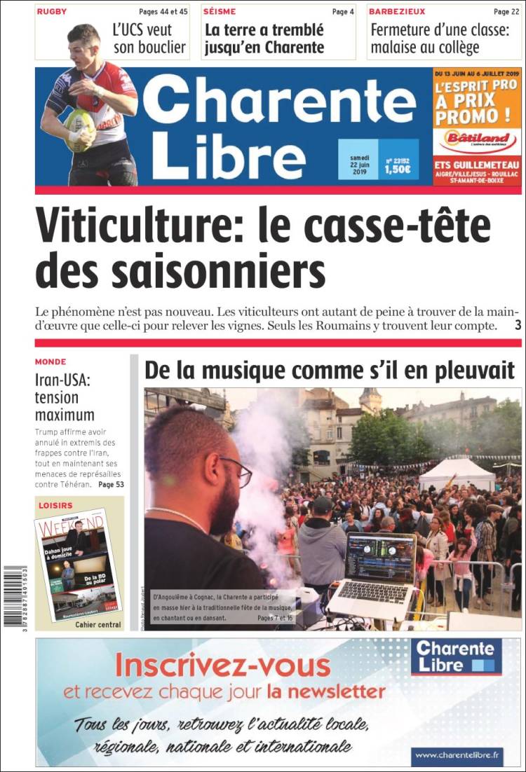 Portada de Charente Libre (France)