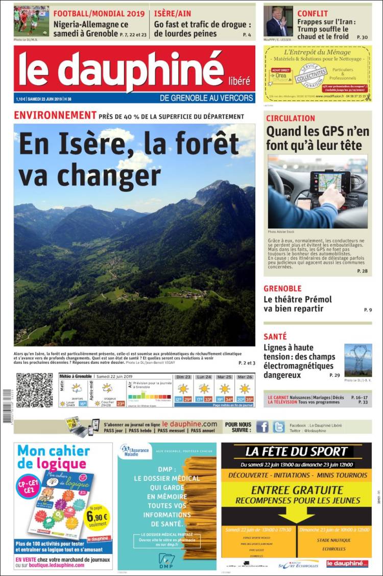 Portada de Le Dauphiné Libéré (France)