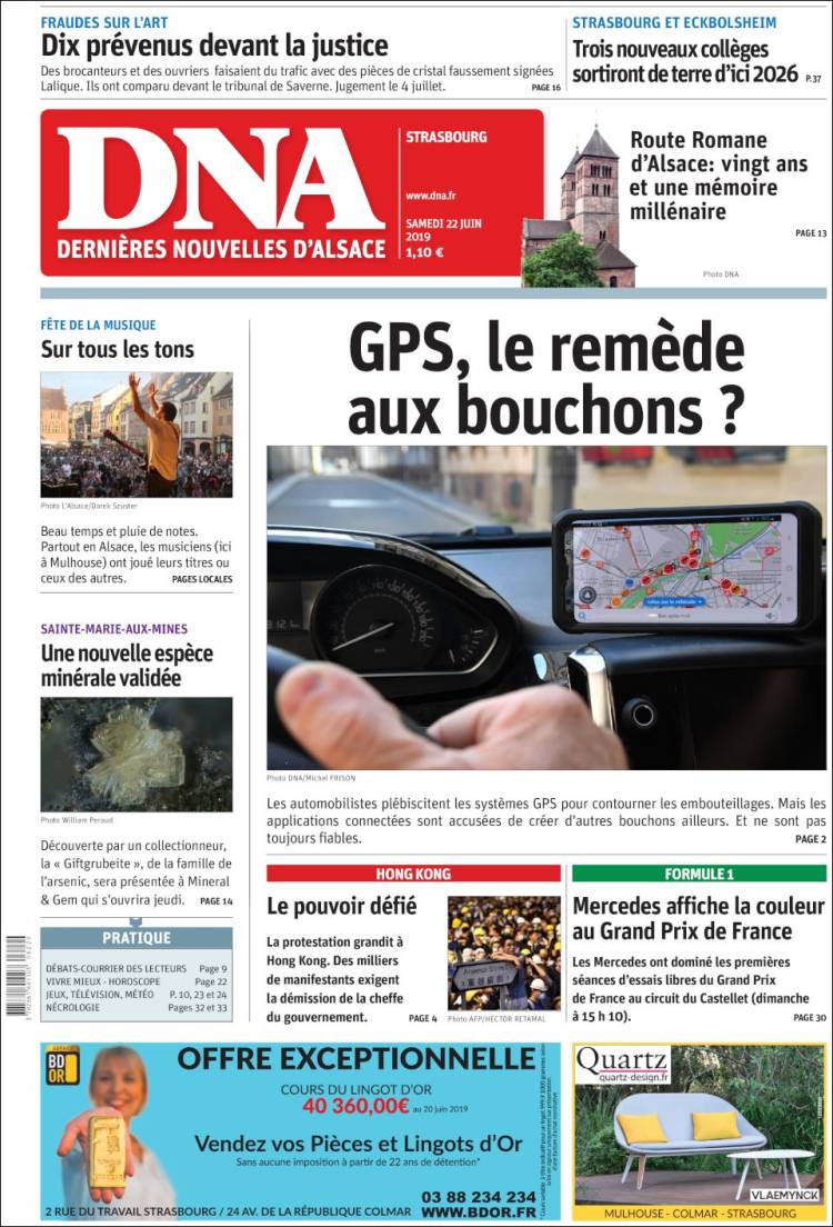 Portada de Les Dernières Nouvelles d'Alsace (France)