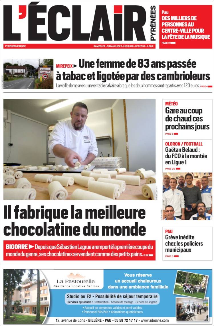 Portada de L'Eclair des Pyrénées (France)