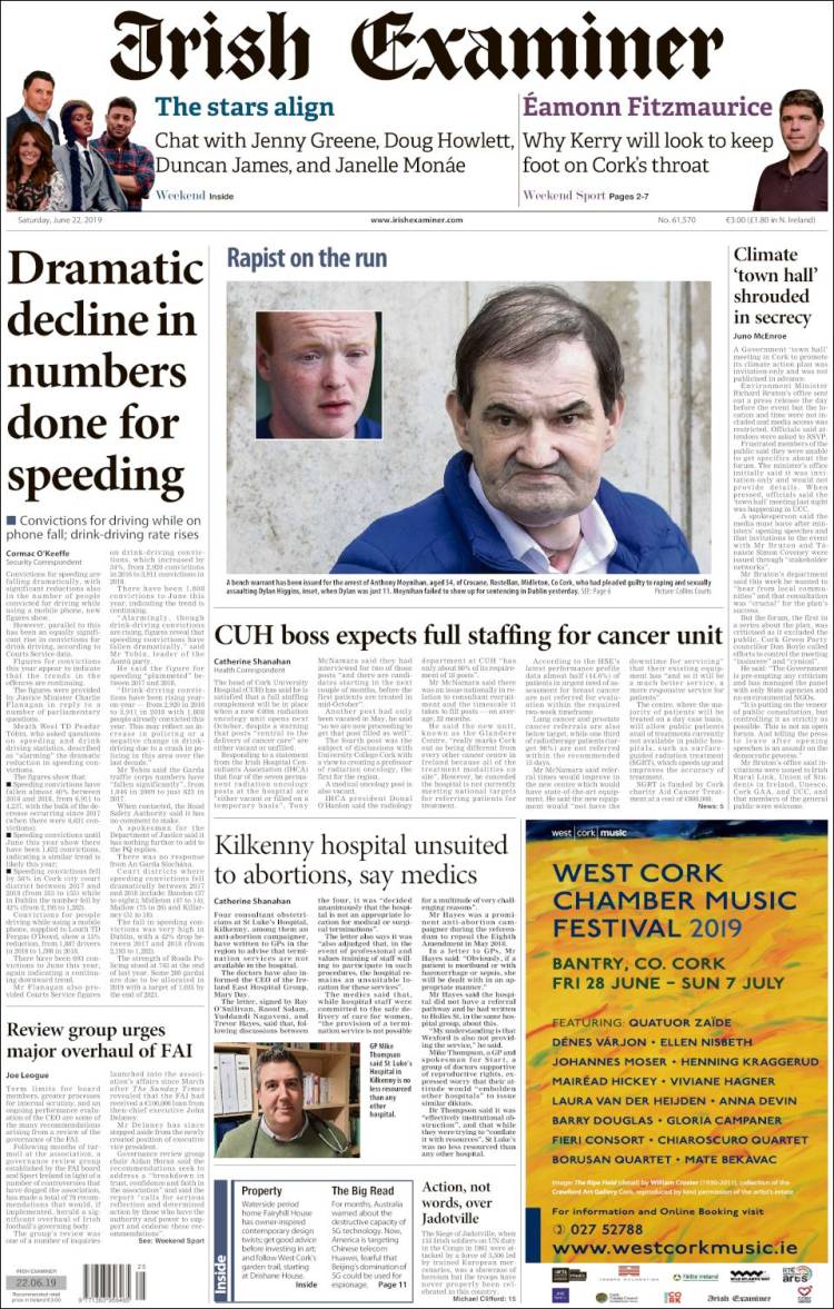 Portada de Irish Examiner (Irlanda)
