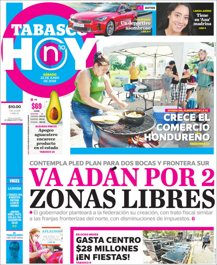 Portada de Tabasco Hoy (M&eacute;xico)